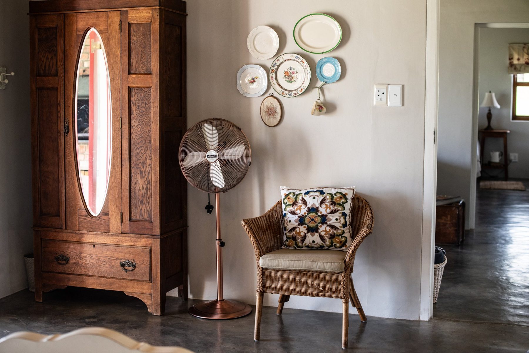 Merino — interior furniture detail at Landmeterskop Farm Cottages